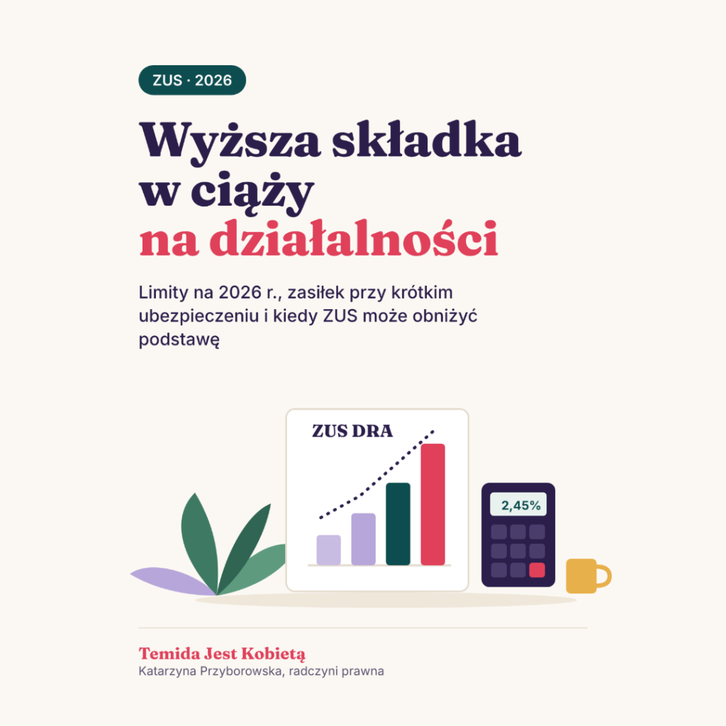 Wyższa składka ZUS w ciąży na działalności – okładka wpisu Temida Jest Kobietą